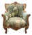 Modern Maximalist Carved Giltwood Armchair in Avant-Garde Daisy Meadow Floral For Sale