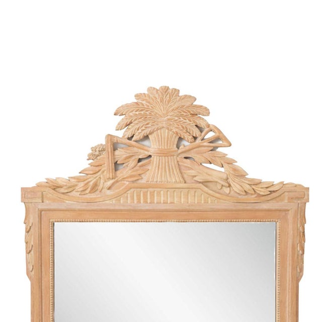 Vintage French Louis XVI Hand-Carved Sheaf of Wheat Wall Mirror For Sale - Image 4 of 6