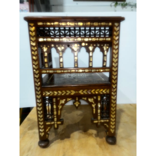 Antique Syrian Mother-of-Pearl Inlaid Corner Chair With Moorish Arches For Sale In Tampa - Image 6 of 7