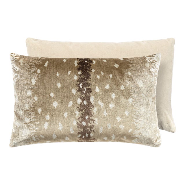 The House of Scalamandré Antelope / Velvet Lumbar Pillow, Sahara/beige, 22 X 14 For Sale