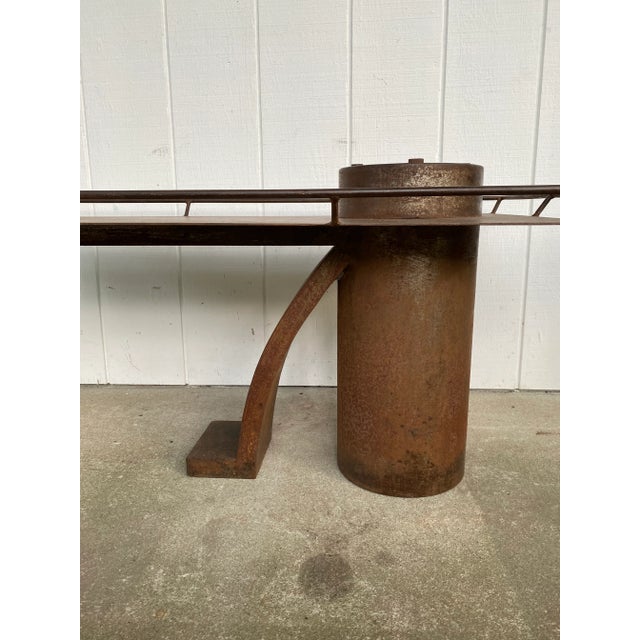 Coffee Vintage French Industrial Nautical Metal Coffee Table For Sale - Image 8 of 12