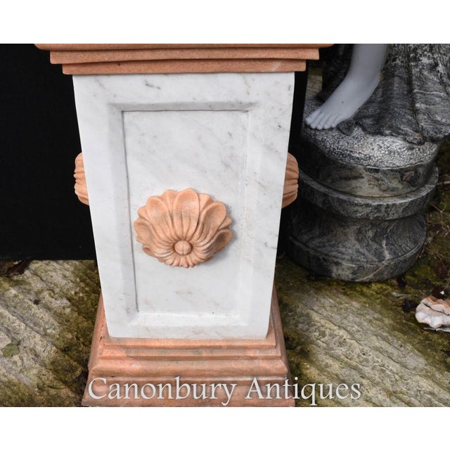 2000 - 2009 Italian Marble Pedestal Column Tables, Set of 2 For Sale - Image 5 of 8