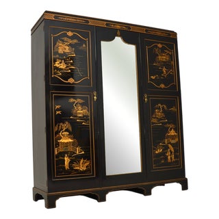Antique Lacquered Chinoiserie Wardrobe, 1900 For Sale