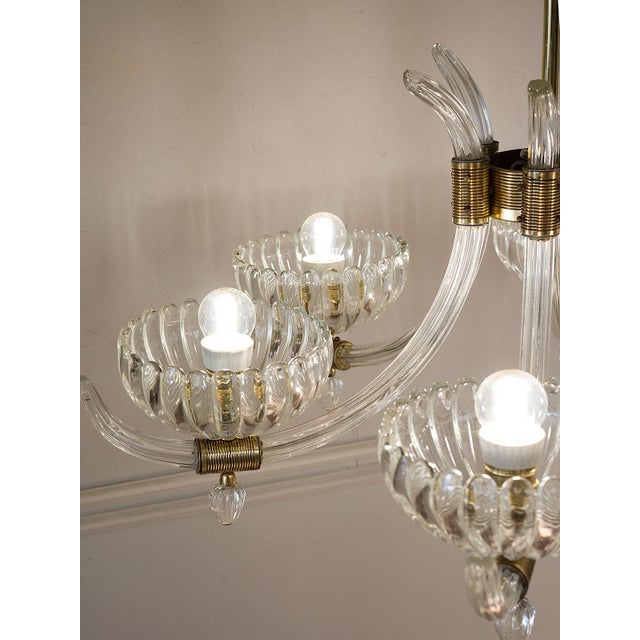 Mid-Century Murano Glass 6-Light Chandelier attributed to Archimede Seguso for Seguso Vetri d'Arte, 1940s For Sale - Image 4 of 14