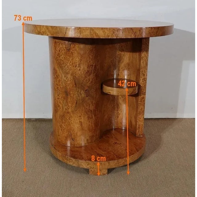 Art Deco Modernism 20th Century Pedestal Table in Thuya Magnifier For Sale - Image 13 of 17
