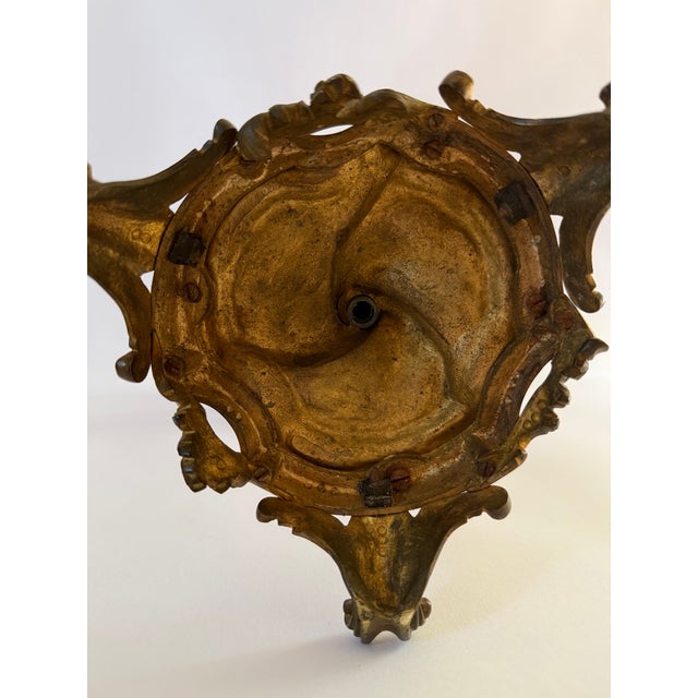 French Louis XV Style 5-Light Rococo Bronze Candelabra For Sale - Image 10 of 11