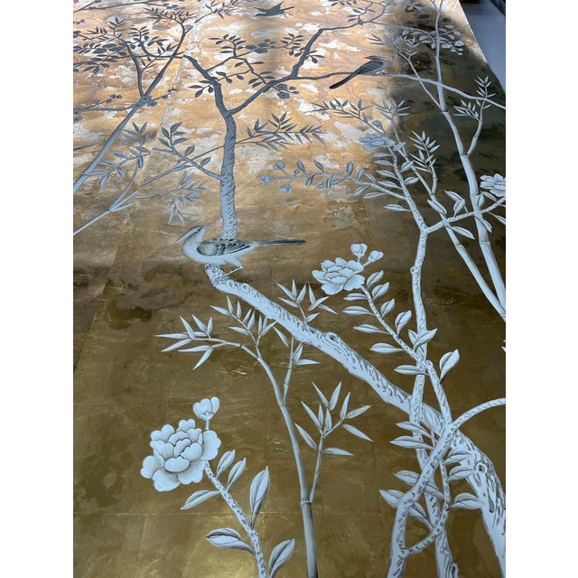 Not Yet Made - Made To Order 2-Piece Gold Chinoiserie Bird Mural for Bedroom or Entryway For Sale - Image 5 of 5