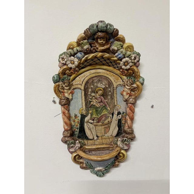 Holy Water Stoup of Our Lady of Pompeii, 1950 For Sale - Image 4 of 8