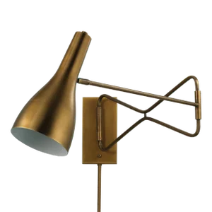 Jamie Young Lenz Swing Arm Wall Sconce in Antique Brass