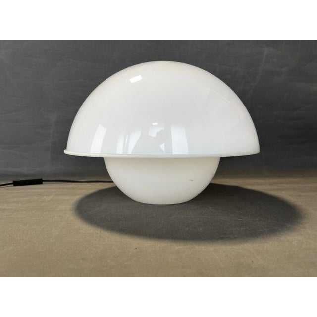 White Vintage Mushroom Table Lamp by André Ricard for Metalarte, 1974 For Sale - Image 8 of 8