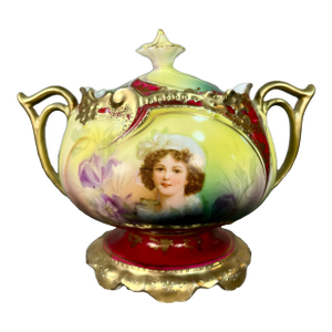 Antique Porcelain Pedestal Sugar Bowl