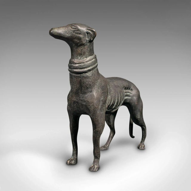 This is a vintage greyhound figure. A French, bronze dog statue, dating to the Art Deco period, circa 1930. Graceful and...