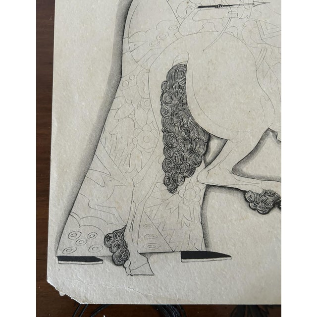 Black Unknown, Figures, 1900s, Ink Drawing on Paper, Framed For Sale - Image 8 of 18