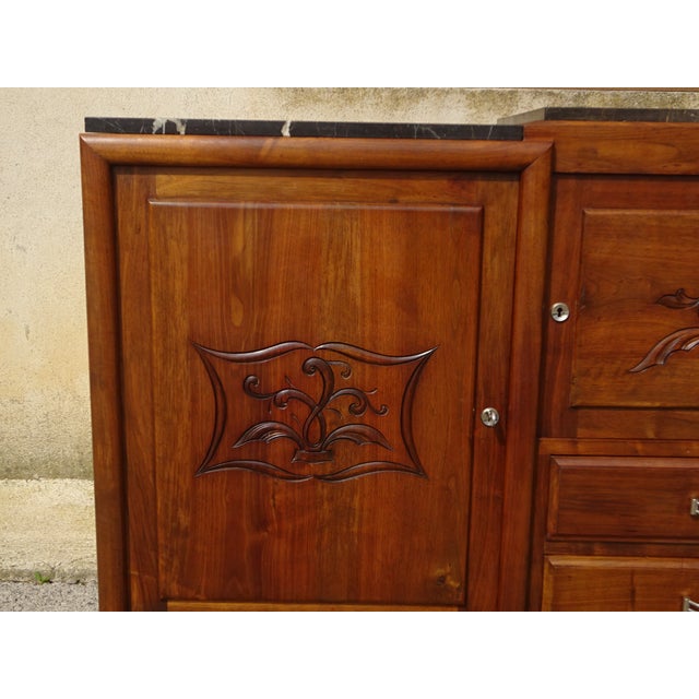 Large Vintage Sideboard in Walnut and Black Marble, 1950s For Sale - Image 4 of 18