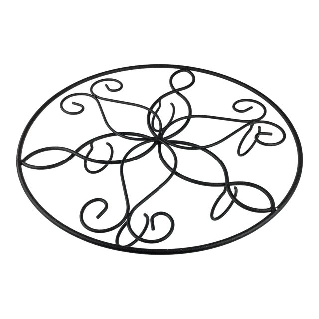 Vintage Multi Use Black Metal Hanging Holder Trivet For Sale