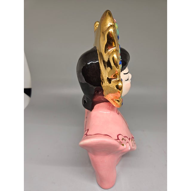 Folk Art Vintage Hobbiest Ceramics, Pasadena 8" Ceramic Pottery Asian Female Figure, 1983 For Sale - Image 3 of 6