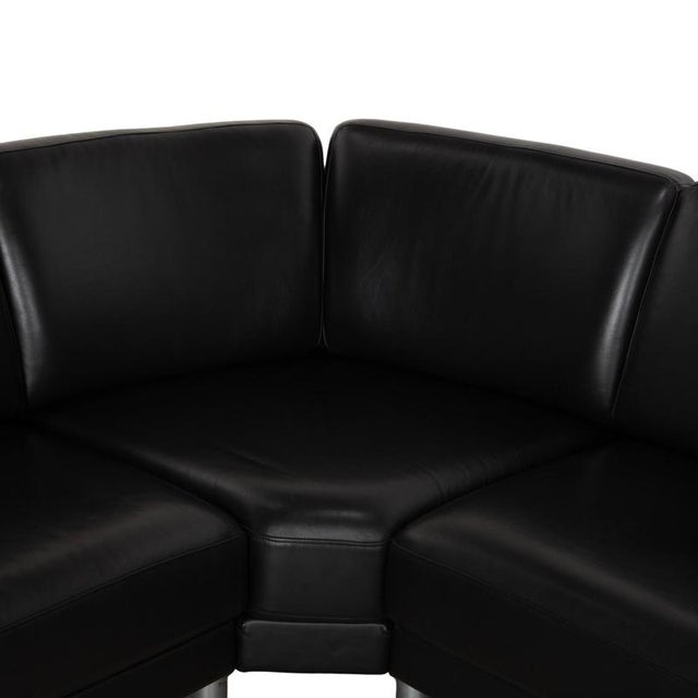 Black Corner Sofa in Leather from Rolf Benz For Sale - Image 8 of 18