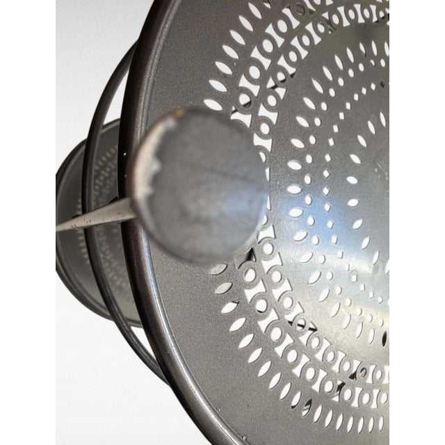 Vintage French Modernist Fermob "Guinguette" Perforated Steel Two-Tier Table For Sale In Phoenix - Image 6 of 9