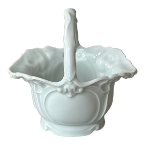 1930s Limoges White Basket for Flowers or Catchall