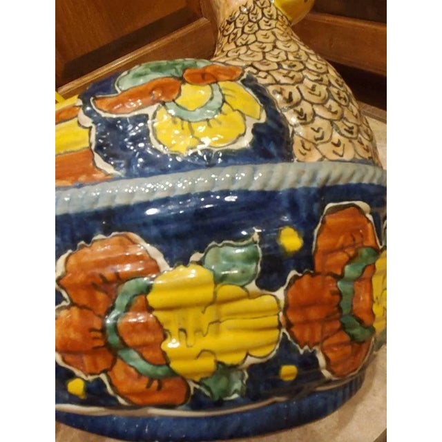Late 20th Century Vintage Mexican Folk Art Talavera Ceramic Rooster Planter For Sale - Image 5 of 11