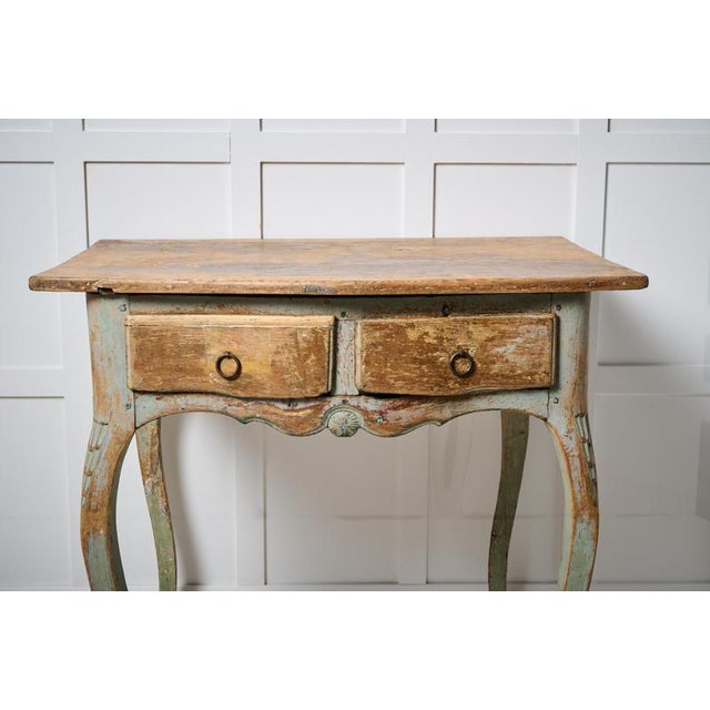 Wood Antique Rococo Rustic Swedish Side Table For Sale - Image 7 of 11