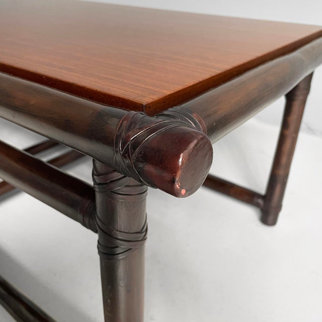 Wood Rattan and Wood Coffee Table by Lyda Levi for McGuire, USA, 1970s For Sale - Image 7 of 18