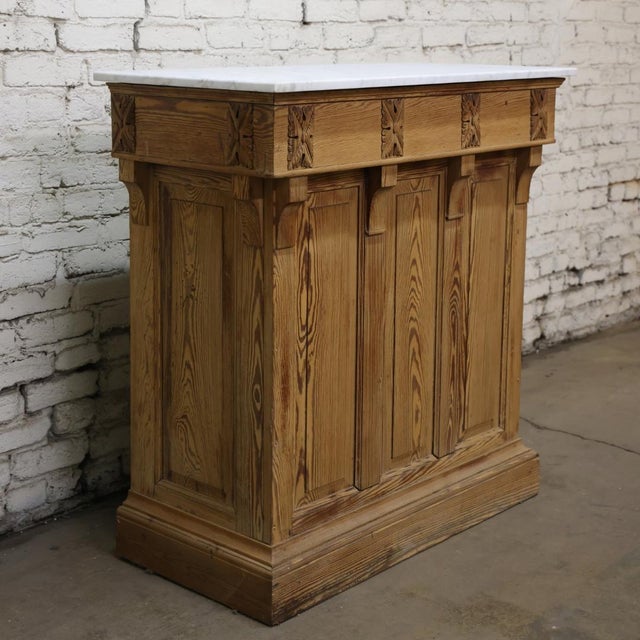 1900s French Wooden Bar With Marble Top For Sale - Image 11 of 12