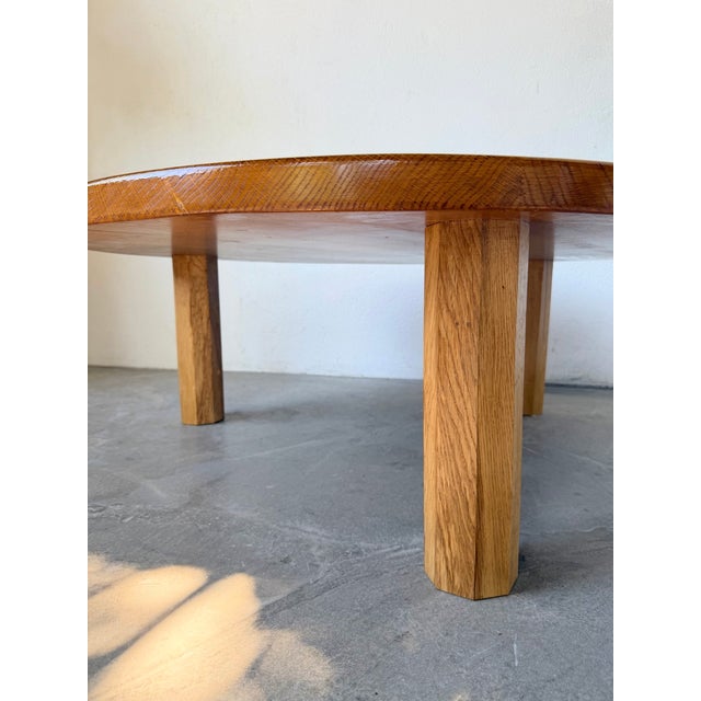 Vintage Round Tripod Coffee Table in Oak, 1950 For Sale - Image 12 of 18