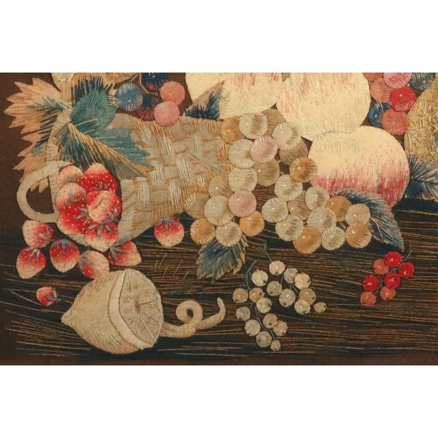 Textile Regency Wool and Silk Threadwork Picture: Still Life of Fruit With Birds For Sale - Image 7 of 16