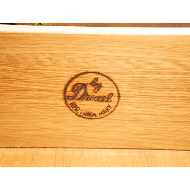 Drexel Furniture Solid Pecan Mediterranean Old World 76" Flip Top Server Buffet W. Caned Doors For Sale - Image 10 of 15