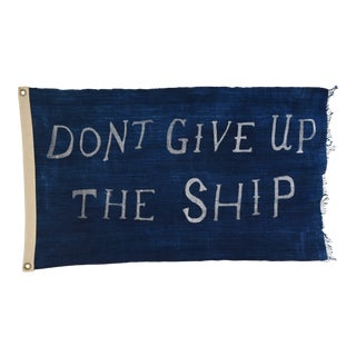 Boho Chic Nautical Themed Indigo Blue/White African Textile Flag 35" X 21" For Sale