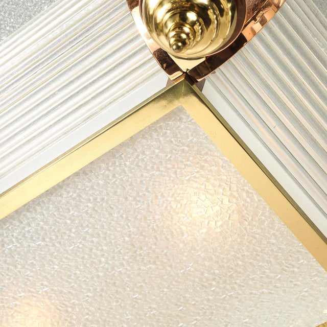 Art Deco Machine Age Brass & Copper Rectangular Chandelier by René Pottier For Sale - Image 11 of 17