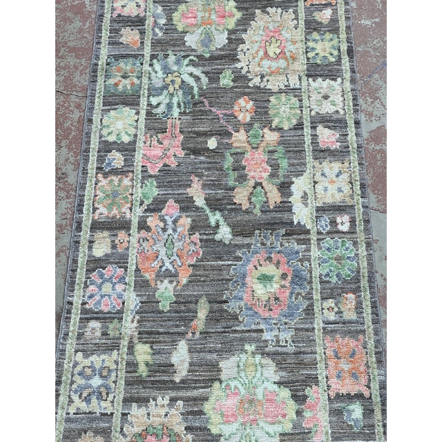 Turkish Oushak Wool Runner 2’7” X 11’8” For Sale - Image 4 of 6
