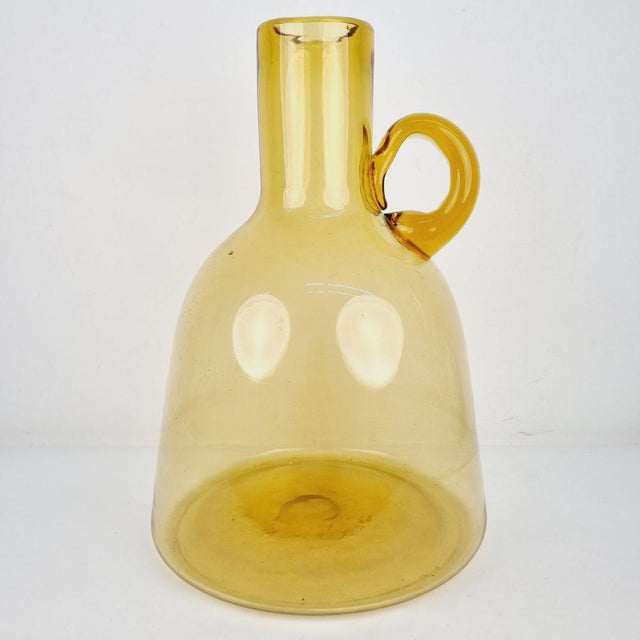 Modern Amber Handcrafted Glass Vase, 1970s For Sale - Image 3 of 16