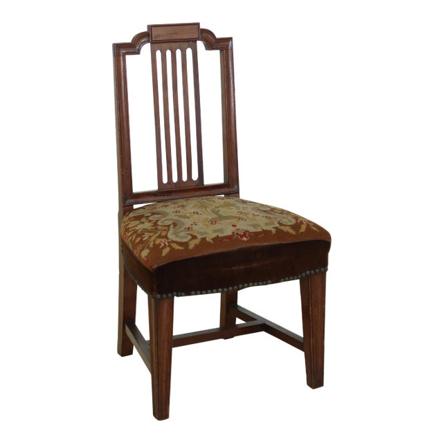 Antique Vintage High Needlepoint Seat Childs Chair For Sale