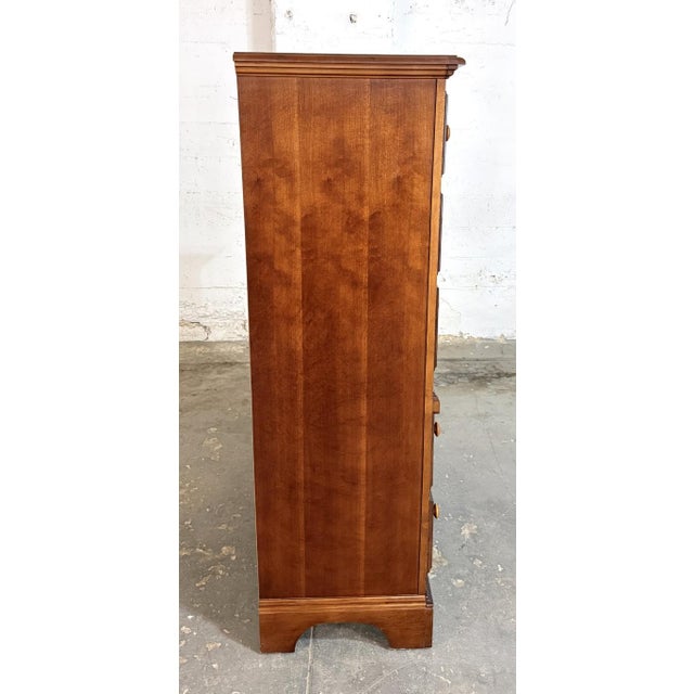 Wood Late 20th Century Cherry Tall Chest of Drawers With Paneled Drawer Fronts For Sale - Image 7 of 12