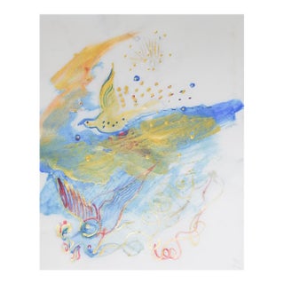 Small Late 20th Century Mixed Media Abstract Birds Painting For Sale