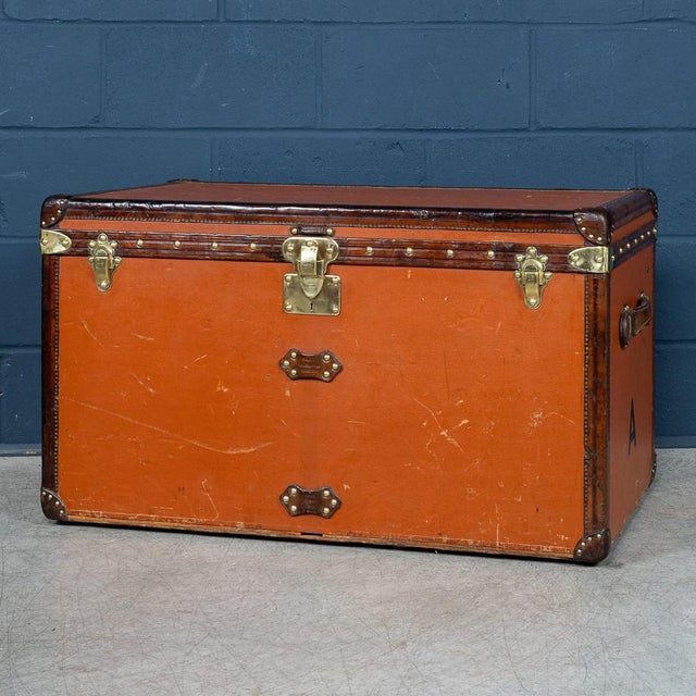 Antique Courier Trunk in Orange Vuittonite Canvas from Louis Vuitton, 1900 For Sale - Image 3 of 18