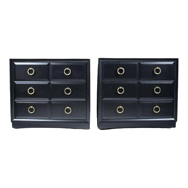 T. H. Robsjohn Gibbings for Widdicomb Black Enameled Dressers, 1950s - A Pair For Sale