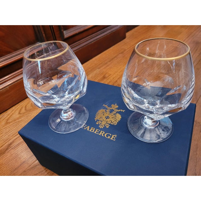 Glass Late 20th Century Faberge Aurora Brandy Glasses- Set of 2 For Sale - Image 7 of 8