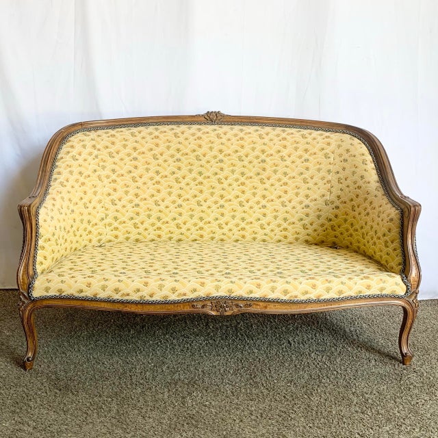 Brown Vintage Hollywood Regency Wooden Settee Sofa For Sale - Image 8 of 12