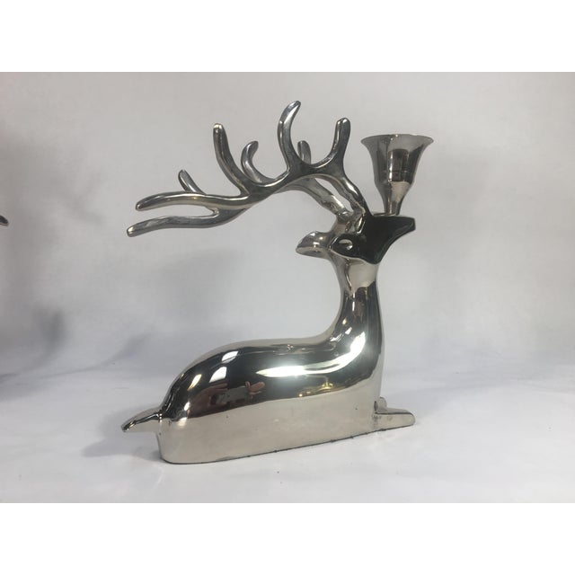 Pottery Barn Style High Polished Seated Reindeer Candle Holders