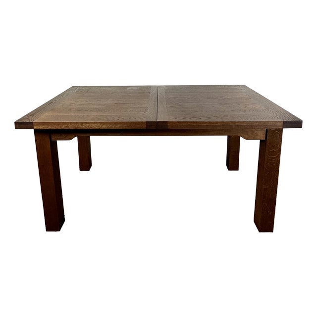Brutalist Oak Table with 2 Extension Leaves, 1990s For Sale