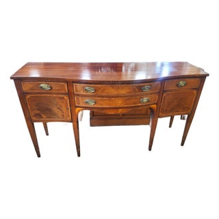 Antique American 20th C Federal Banded Inlaid Mahogany Buffet Sideboard For Sale