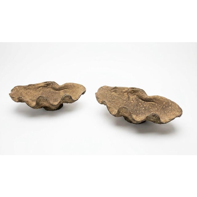 2000 - 2009 Pair of Vintage Cast Stone Faux Clam Shell Catchalls For Sale - Image 5 of 9