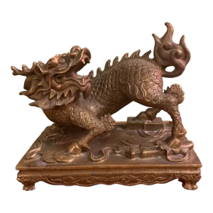 Antique Chinese Foo Dog - Mythical Chinese Lion - Temple Dog Statue