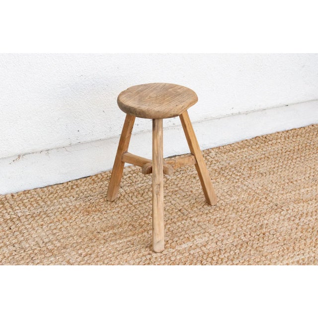 19th Century Early 20th Century Rugged Wood Stool For Sale - Image 5 of 7