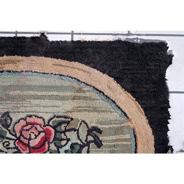 Sky Blue 1900s, Handmade Vintage American Hooked Rug 2.4' X 3.4' For Sale - Image 8 of 8