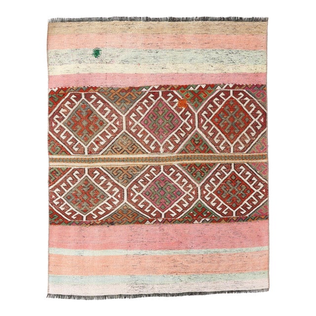 Decorative Vintage Turkish Kilim Rug - 3`3″ X 4`2″ For Sale