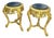 Set of 2 French-Style Gilded Side Tables – Black Marble Tops With Gold Leaf Details For Sale